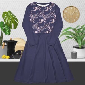 Langärmliges Midikleid mit Allover-Druck